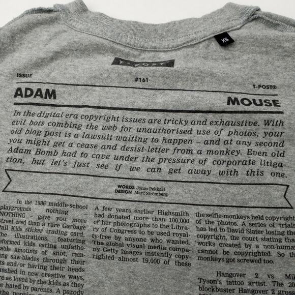 T-POST ~ The "Adam" Shirt ~ XS  Satire Punk Indie Skater Y2K - Picture 3 of 6